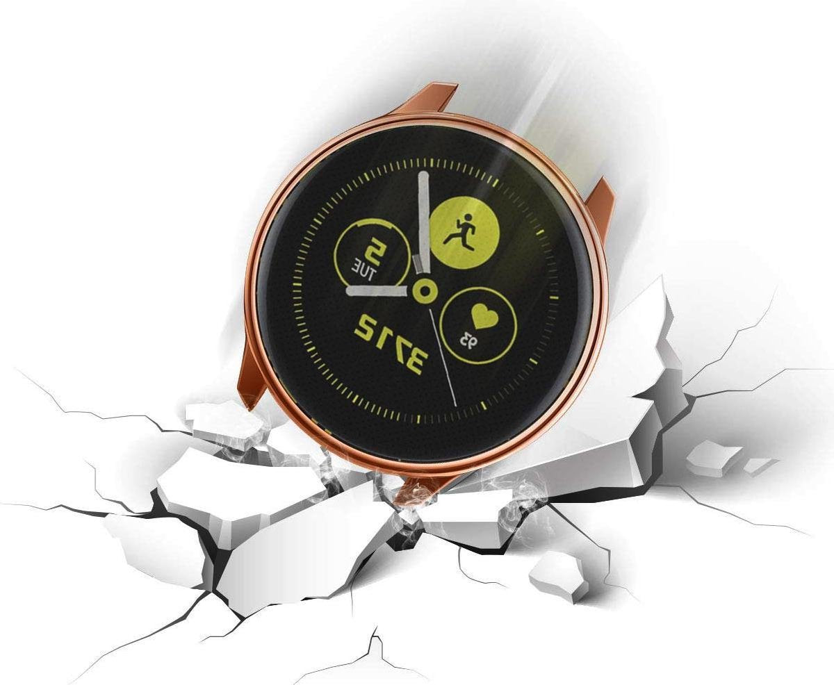 YONO Full Cover Bumper geschikt voor Samsung Galaxy Watch Active (2) 40mm – Siliconen Case Screenprotector Hoesje – Rose Gold