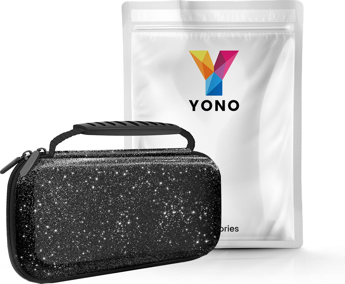 YONO Glitter Case geschikt voor Nintendo Switch / Switch OLED - Opbergtasje Hoesje - Beschermhoes - Zwart