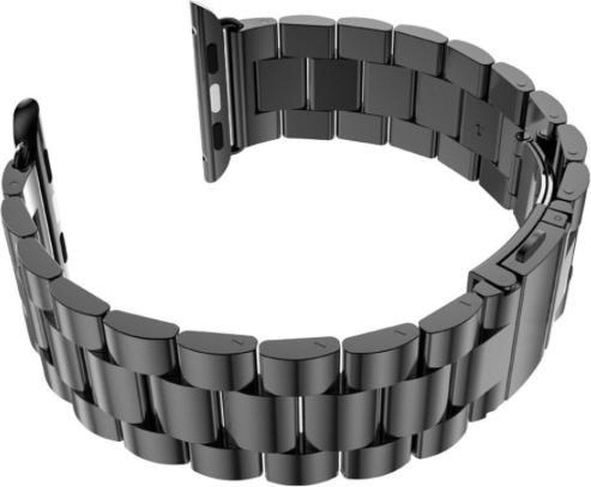 YONO Luxe Metalen Schakel Band geschikt voor Apple Watch - 42 / 44 / 45 / 49 mm - RVS Stalen iWatch Armband - Zwart