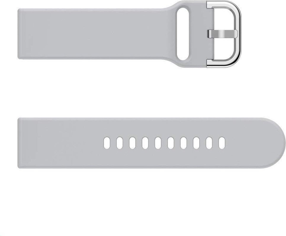 YONO Siliconen Classic Bandje 20mm - Horlogebandje geschikt voor Samsung Galaxy Watch 7 / 6 / 5 / Pro / 4 / 3 / Active 2 - Garmin Approach / Forerunner / Venu 2 Plus / SQ / Vivomove - Polar Ignite / Unite – Huawei - Grijs