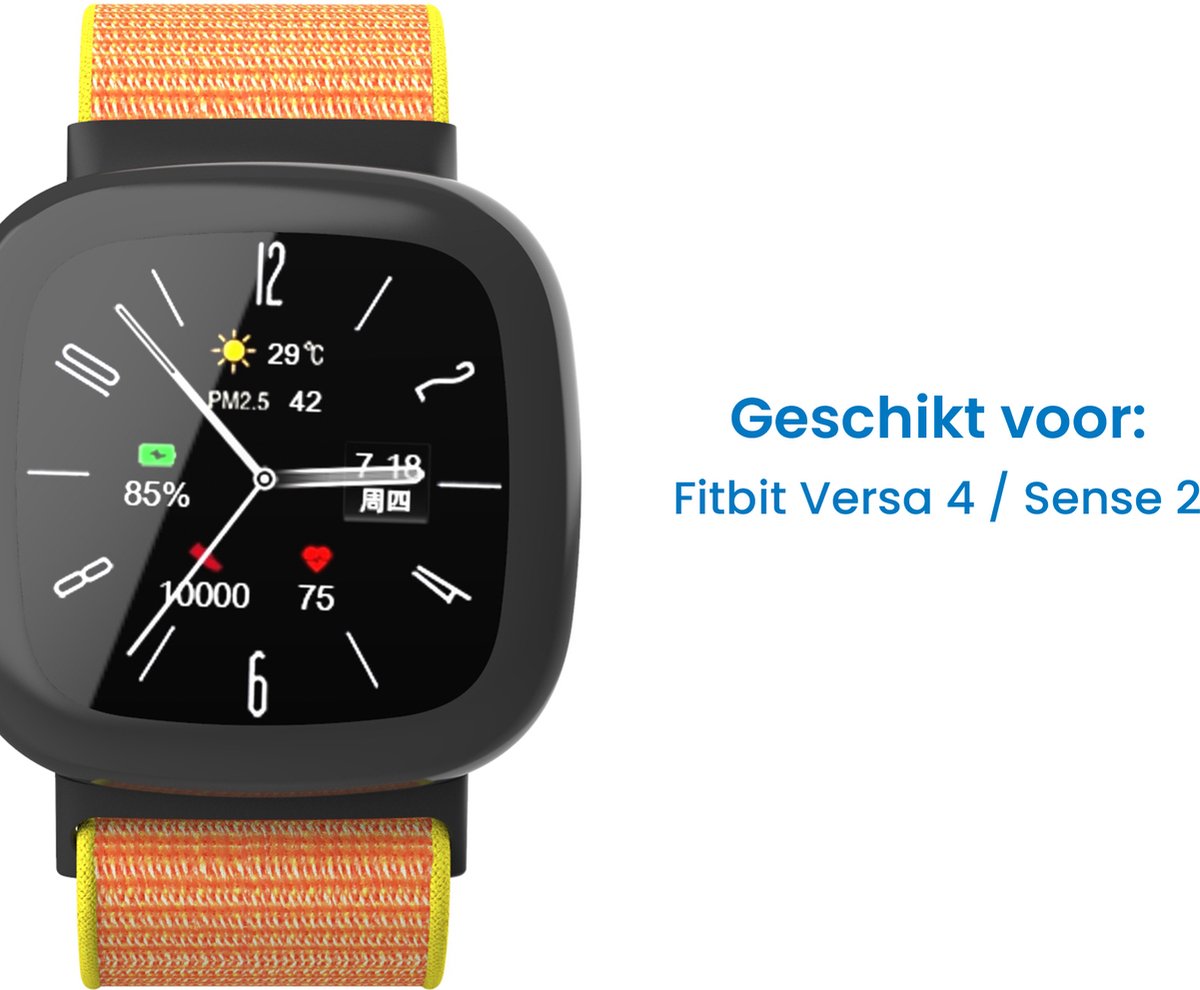 YONO Nylon Velcro Bandje geschikt voor Fitbit Versa 4 / Sense 2 - Oranje