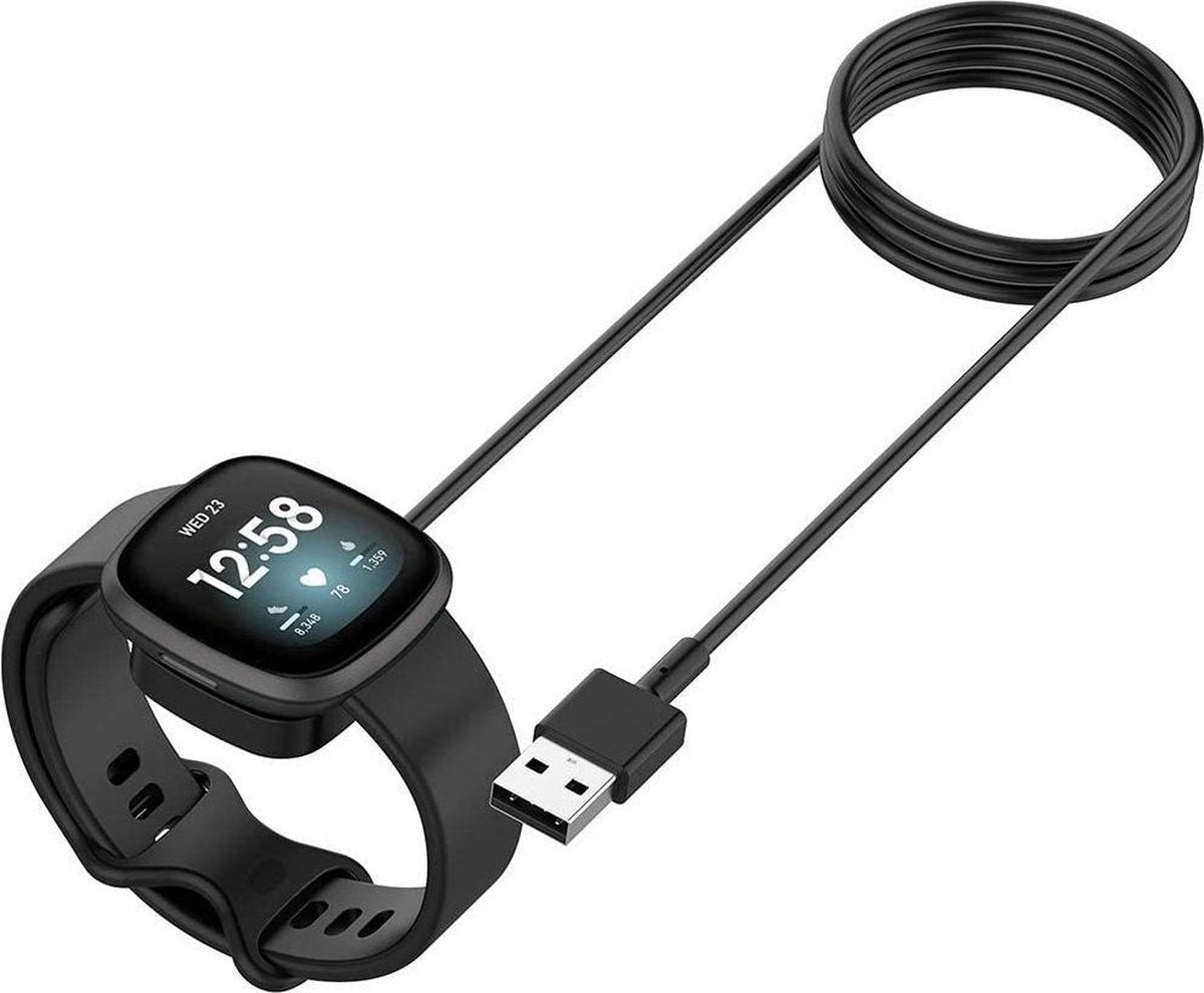 YONO Oplaadkabel geschikt voor Fitbit Versa 3 / 4 / Sense - USB Oplader - Zwart