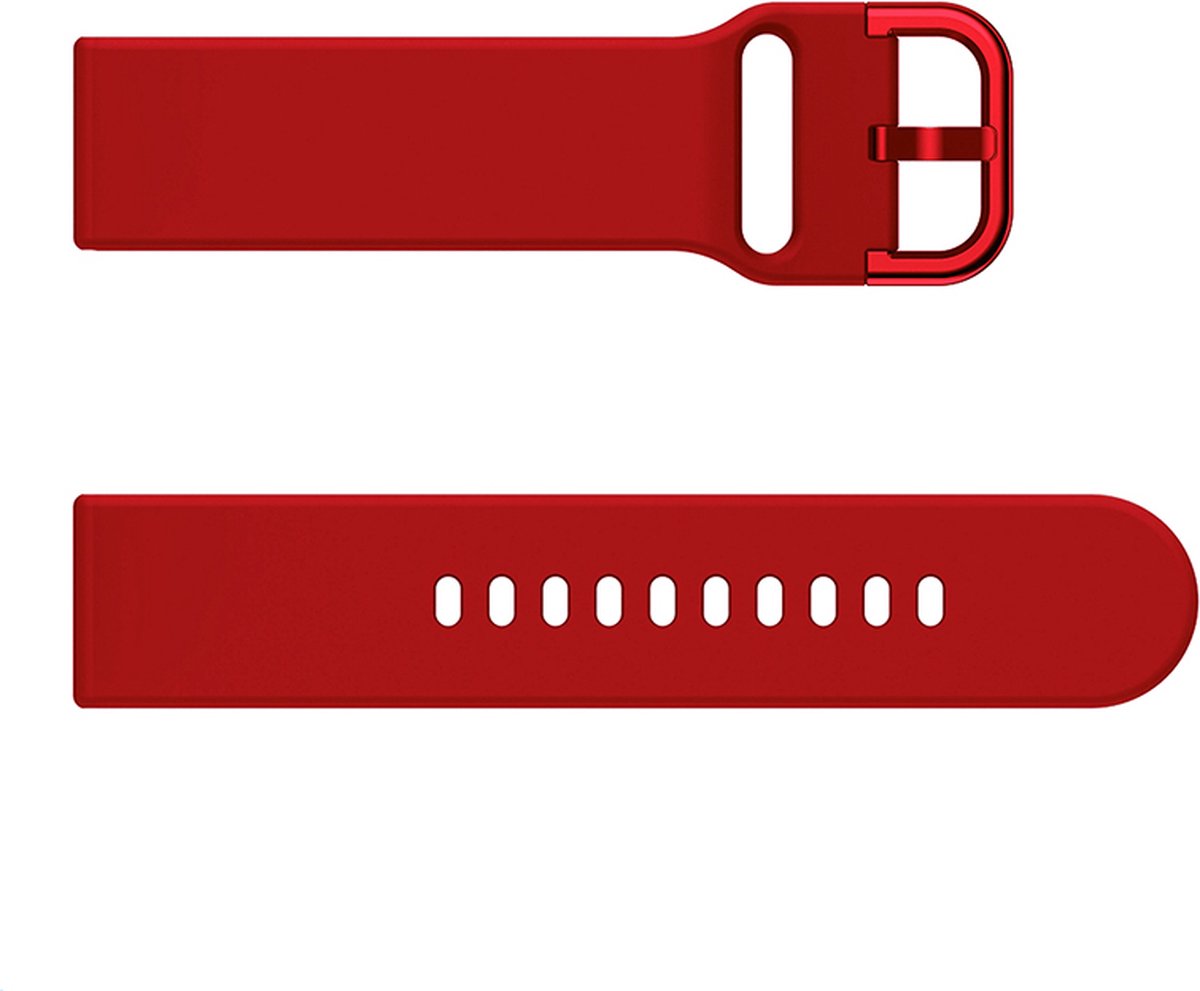 YONO Siliconen Classic Bandje 20mm - Horlogebandje geschikt voor Samsung Galaxy Watch 7/6/5 / Pro / 4 / 3 / Active 2 - Polar Ignite / Unite – Huawei - Rood