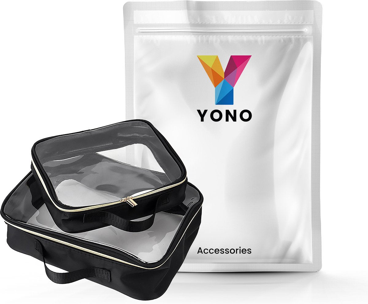 YONO Reis Toilettas Set voor Toiletartikelen – Transparante Travel Organizer Bag 2-Pack - Zwart