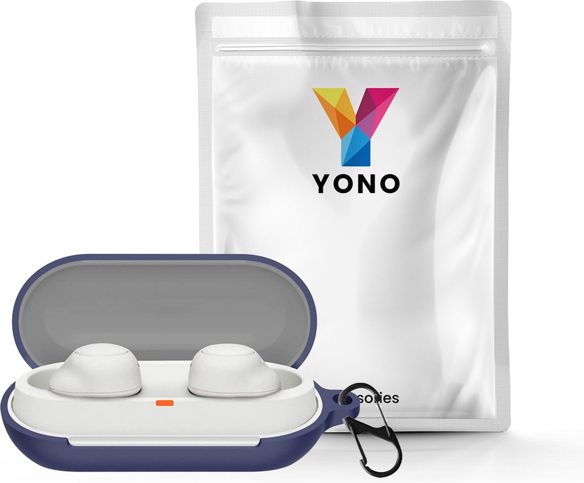 YONO Soft Case geschikt voor Sony WF-C700N - Hoesje met Clip - Blauw
