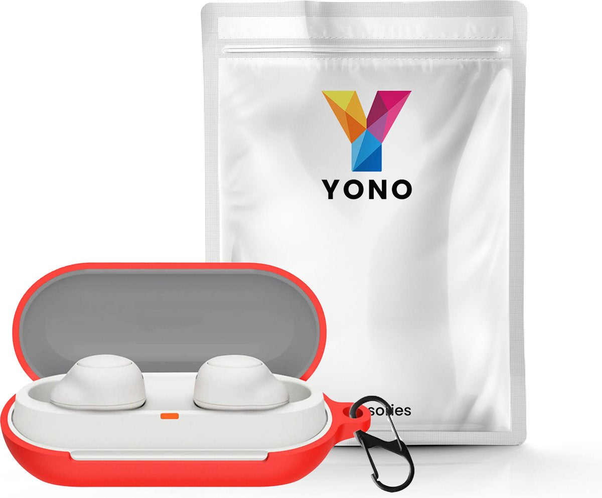 YONO Soft Case geschikt voor Sony WF-C700N - Hoesje met Clip - Rood