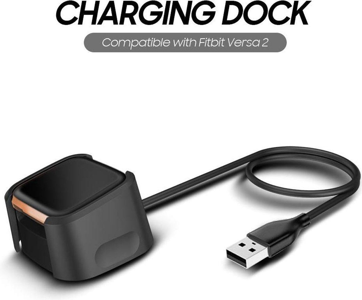 YONO Oplader geschikt voor Fitbit Versa 2 – Oplaadkabel - Zwart
