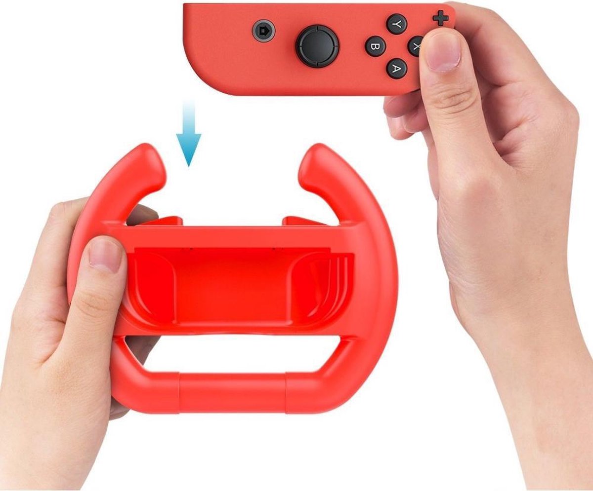 Stuur Controller Hoesje geschikt voor Nintendo Switch - Rood en Blauw