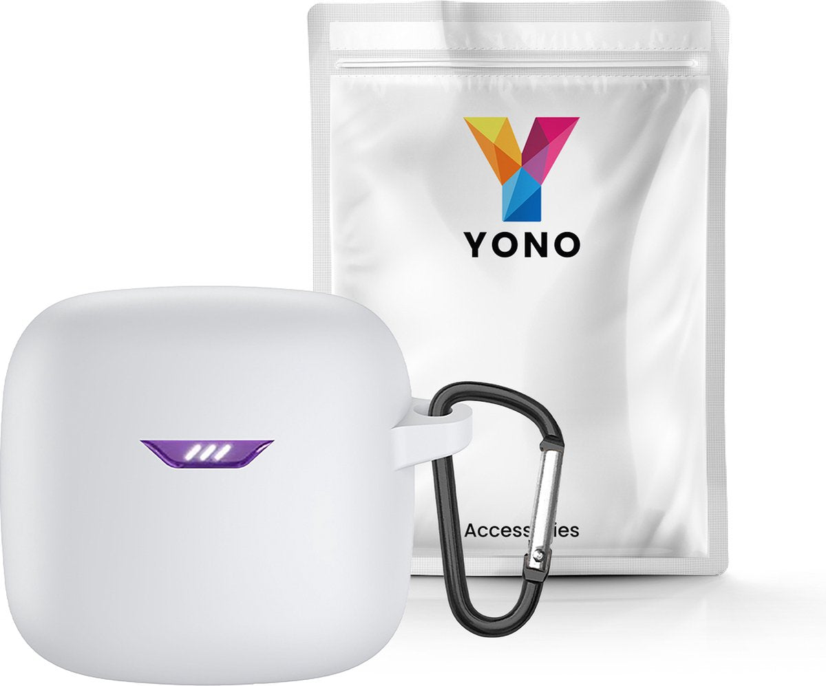 YONO Soft Case geschikt voor JBL Tune Flex - Siliconen Hoesje met Clip - Wit