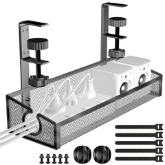 YONO Kabelgoot Bureau - Kabelhouder Verstelbaar - Kabel Management Organiser onder Bureau - Zwart
