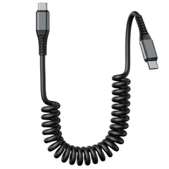 YONO Uitrekbare Krulkabel - USB C naar USB C - Geschikt voor Auto - 1.5 Meter