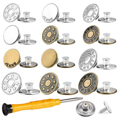 YONO Jeansknopen 24 Stuks - 20mm - 17mm - Brons en Zilver