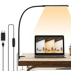 YONO Bureaulamp met Klem - LED Bureau Lamp - Flexibel Verstelbaar - Verlichting Dimbaar - Klemlamp - Bedlamp - Zwart