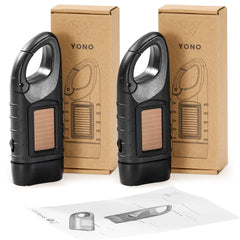 YONO Opwindbare Zaklamp 2-PACK - LED Knijpkat met Dynamo - Zwart