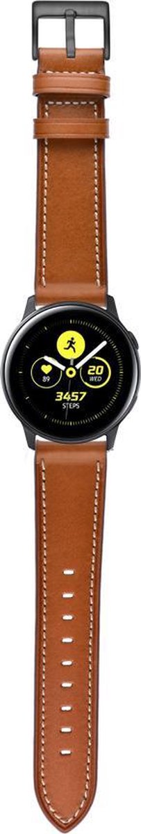 YONO Leer Bandje 20mm - Luxe Leren Horlogebandje geschikt voor Samsung Galaxy Watch 7 / 6 / 5 / Pro / 4 / 3 / Active 2 - Polar Ignite / Unite – Huawei - Bruin