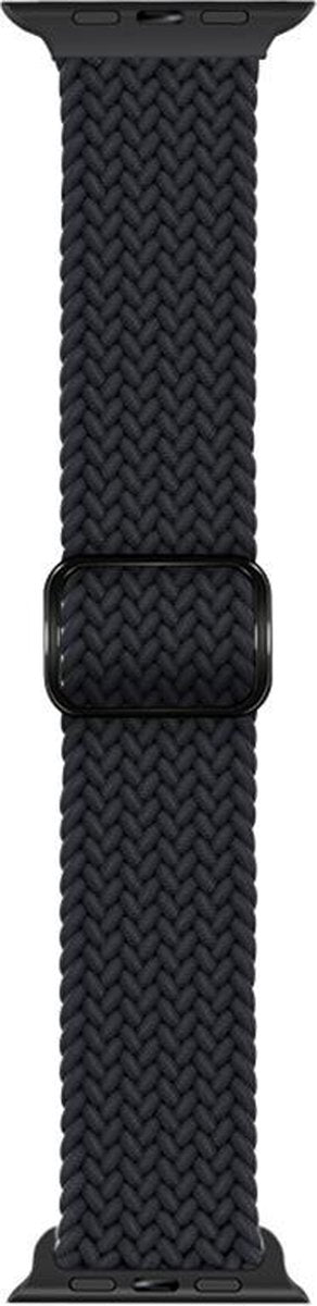 YONO Gevlochten Nylon Stretch Bandje geschikt voor Apple Watch - 42 / 44 / 45 / 49 mm - Zwart