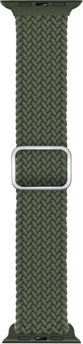 YONO Gevlochten Nylon Stretch Bandje geschikt voor Apple Watch - 42 / 44 / 45 / 49 mm - Donkergroen