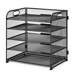 YONO Bureau Organizer Brievenbak - Documenten Houder met 5 Vakken - Postbakje - Metaal - Zwart