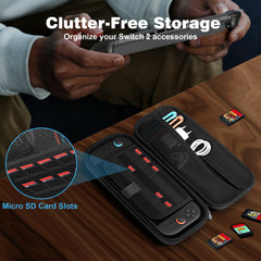 YONO Case geschikt voor Nintendo Switch 2 - Beschermhoes - Hoesje met Opbergvak voor Games en Accessoires - Zwart