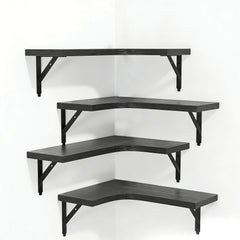 YONO Wandplank Zwevend Set - L Shape - Hout - 4 Stuks