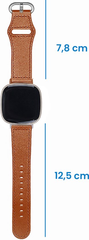 YONO Leer Bandje geschikt voor Fitbit Versa 4 / 3 - Luxe Leren Armband - Bruin