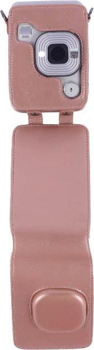 YONO Vintage Case geschikt voor Fujifilm Instax LiPlay - Leren Hoesje met Draagriem – Rose Gold