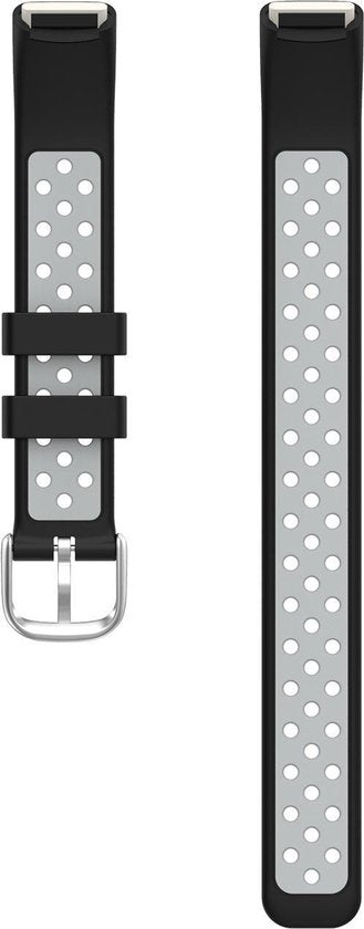 YONO Sport Air Bandje geschikt voor Fitbit Luxe - Vervangende Siliconen Armband - Zwart / Grijs
