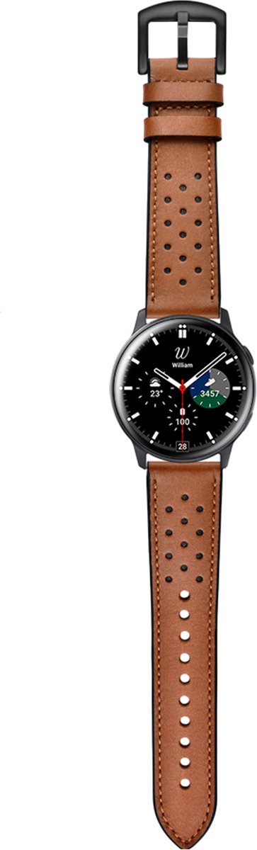 YONO Leer Air Bandje 20mm - Leren Horlogebandje geschikt voor Samsung Galaxy Watch 7 / 6 / 5 / Pro / 4 / 3 / Active 2 - Polar Ignite / Unite – Huawei - Bruin