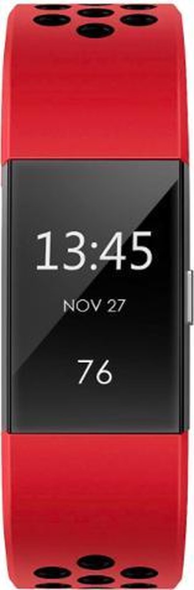 YONO Sport Bandje Rood en Zwart geschikt voor Fitbit Charge 2 – Siliconen Luchtdoorlatende Armband