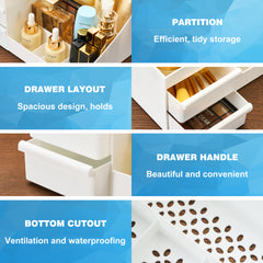 YONO Make Up Organizer met Lades - Skincare Organizer - Parfum Houder - Nagellak - Wit