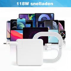 YONO Oplader USB-C Snellader 118W - Macbook en iPad - Laptop en Tablet - Wit