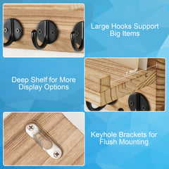 YONO Sleutelrekje Hout met Plankje - Sleutelhouder - Key Organizer