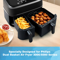 YONO Siliconen Airfryer Bakjes 3L en 6L geschikt voor Philips Dual Basket Airfryer 3000 & 5000 series - 2 Stuks