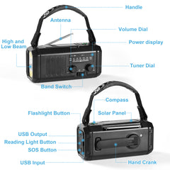 YONO Noodradio - 10.000mAh Powerbank - Opwindbaar en Oplaadbaar - Zaklamp