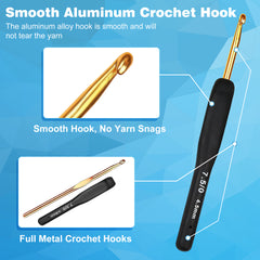 YONO Haaknaalden Ergonomisch met Softgrip - 9 Maten