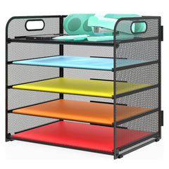 YONO Bureau Organizer Brievenbak - Documenten Houder met 5 Vakken - Postbakje - Metaal - Zwart