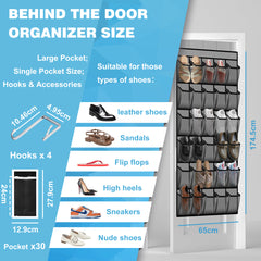 YONO Schoenenzak Hangend - Schoen Organizer Opbergsysteem Deur - 30 Vakken - Opberger - Zwart