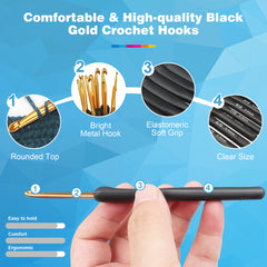 YONO Haaknaalden Ergonomisch met Softgrip - 9 Maten