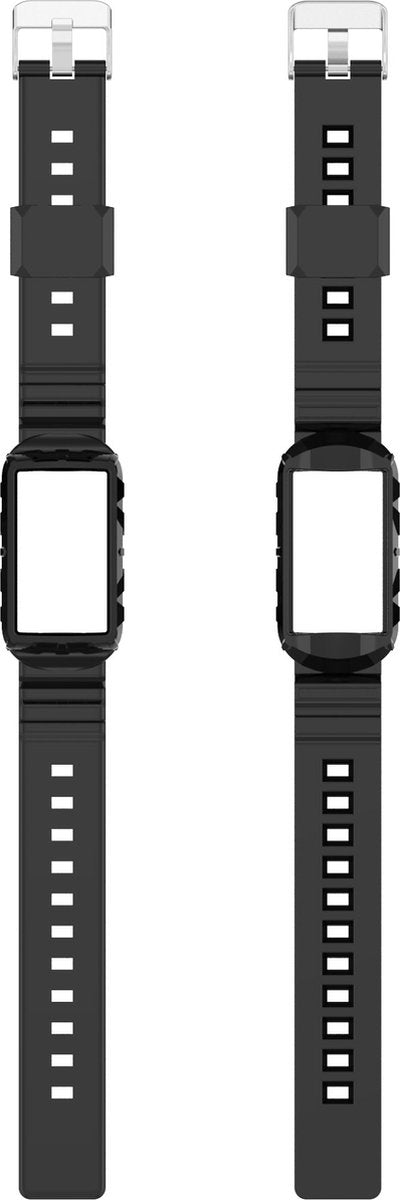 YONO Siliconen Shock Proof Bandje - Geschikt voor Fitbit Charge 6 / 5 / 4 / 3 - Zwart