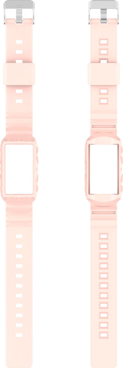 YONO Siliconen Shock Proof Bandje - Geschikt voor Fitbit Charge 6 / 5 / 4 / 3 - Lichtroze