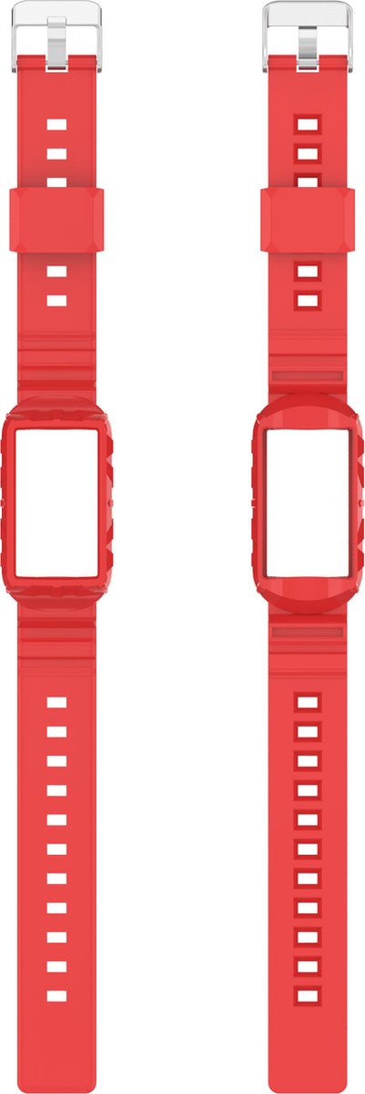 YONO Siliconen Shock Proof Bandje - Geschikt voor Fitbit Charge 6 / 5 / 4 / 3 - Rood