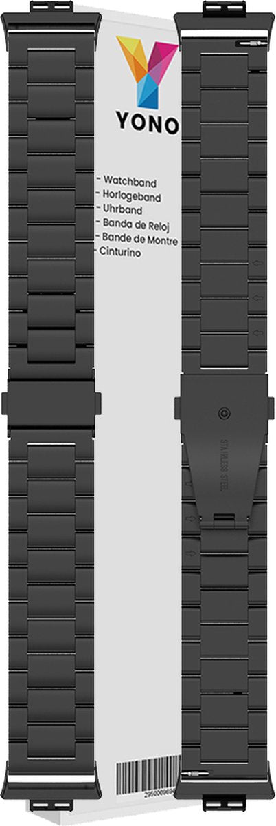 YONO Schakel Bandje geschikt voor Huawei Watch Fit - Stalen RVS Armband - Zwart