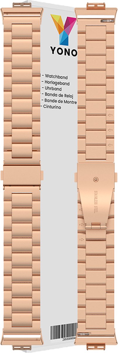 YONO Schakel Bandje geschikt voor Huawei Watch Fit - Stalen RVS Armband - Rose Gold