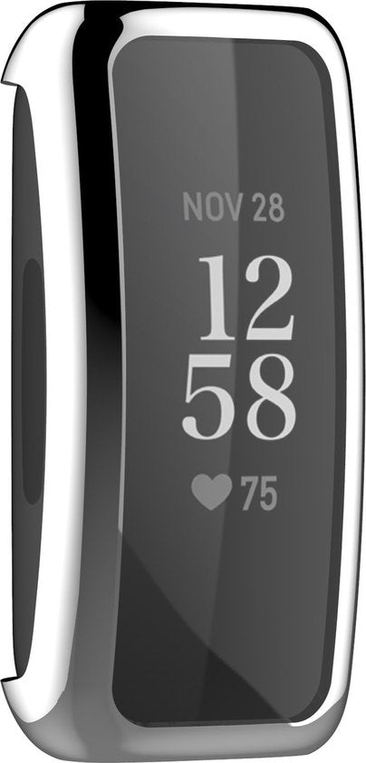 YONO Bumper geschikt voor Fitbit Inspire 3 – Siliconen Case – Screenprotector Hoesje – Zilver