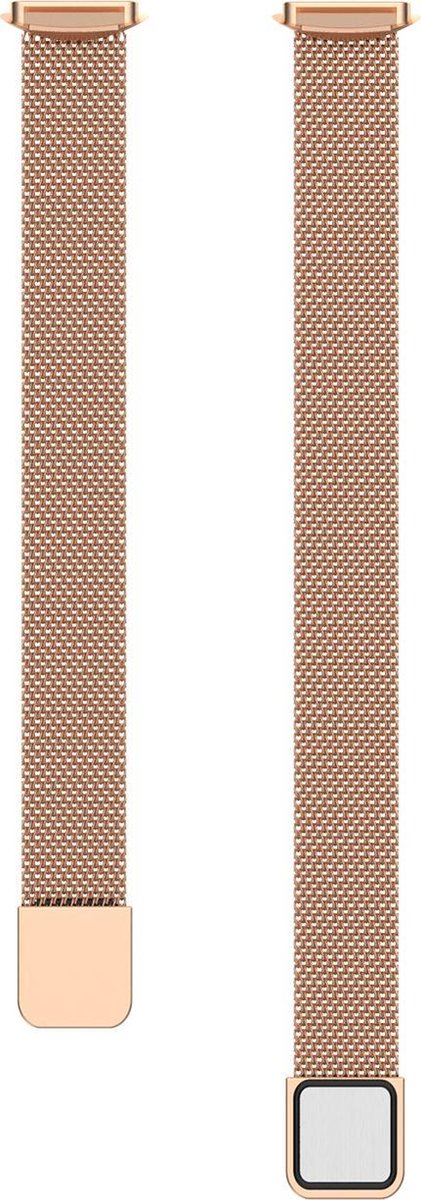 YONO Milanees Bandje geschikt voor Fitbit Luxe - Vervangende Milanese Armband - Rose Gold - Large