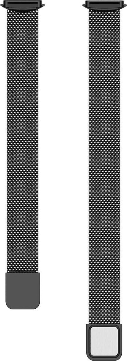 YONO Milanees Bandje geschikt voor Fitbit Luxe - Vervangende Milanese Armband - Zwart - Large