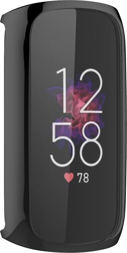 YONO Full Cover Bumper geschikt voor Fitbit Luxe - Siliconen Case - Screenprotector Hoesje - Zwart
