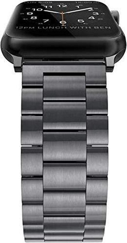 YONO Luxe Metalen Schakel Band geschikt voor Apple Watch - 42 / 44 / 45 / 49 mm - RVS Stalen iWatch Armband - Zwart