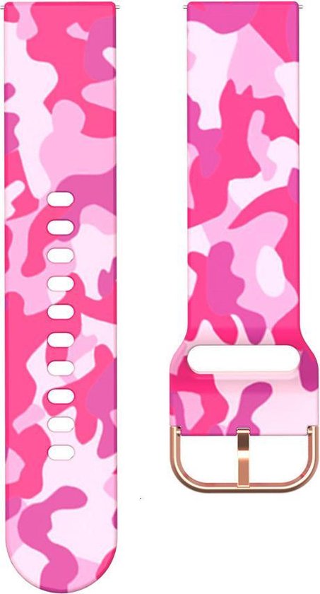 YONO Siliconen Special Bandje 20mm - Horlogebandje geschikt voor Samsung Galaxy Watch 7 / 6 / 5 / Pro / 4 / 3 / Active 2 - Polar Ignite / Unite – Huawei - Camouflage Roze