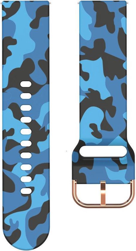 YONO Siliconen Special Bandje 20mm - Horlogebandje geschikt voor Samsung Galaxy Watch 7 / 6 / 5 / Pro / 4 / 3 / Active 2 - Garmin Approach / Forerunner / Venu 2 Plus / SQ / Vivomove - Polar Ignite / Unite – Huawei - Camouflage Blauw